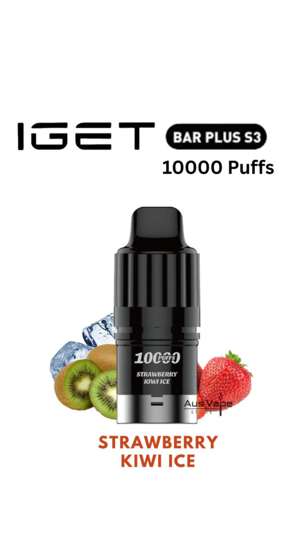 IGET BAR PLUS S3 POD ONLY – STRAWBERRY KIWI ICE  – 10.000 PUFFS